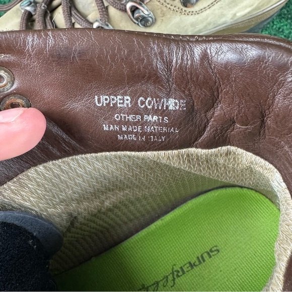 Vasque Cowhide Leather Brown Hiking Boots Men 7.5 Womens 9 Made In Italy - Picture 9 of 14